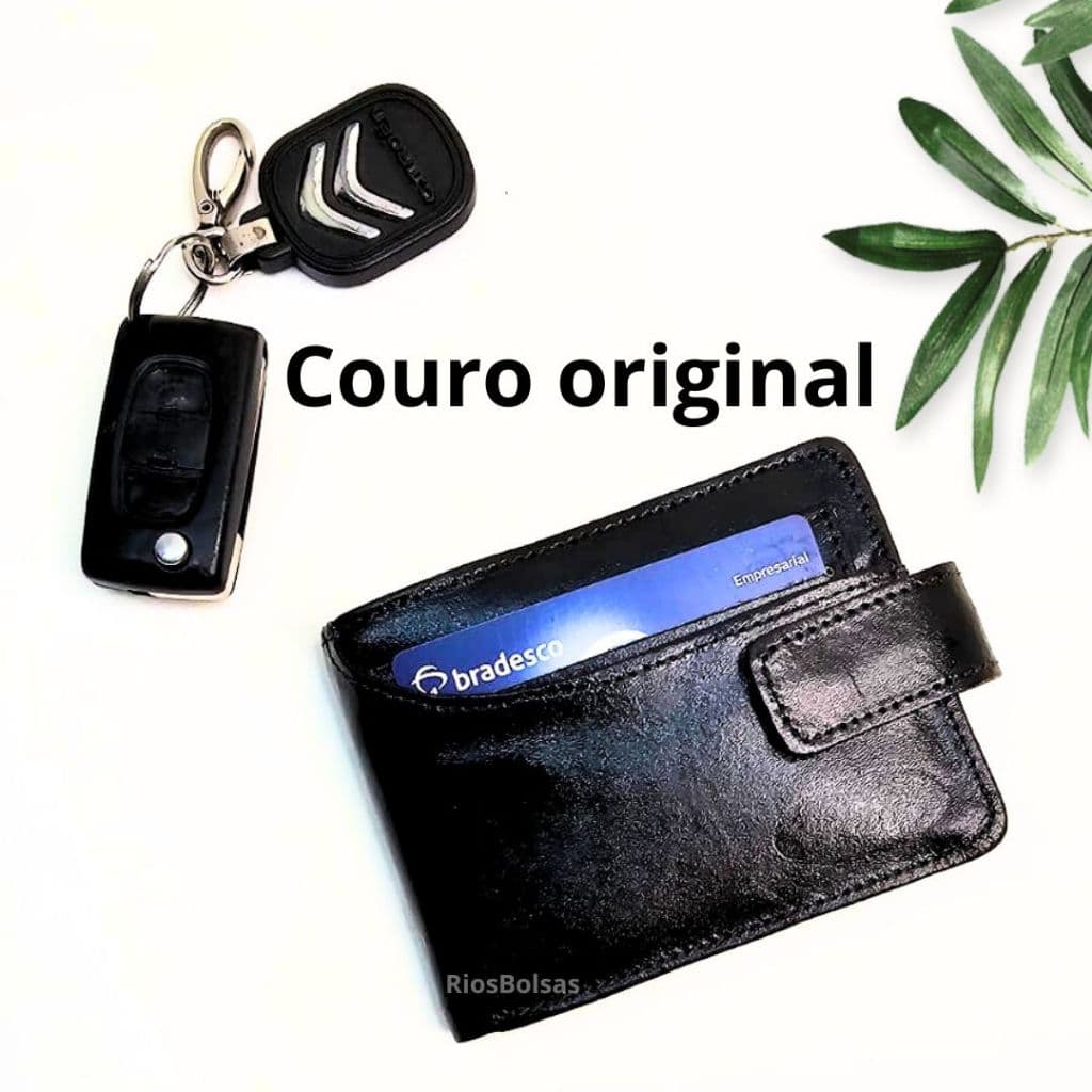 Carteira Masculina Em Couro Com Bolso Frontal E Porta Cartão Daniel