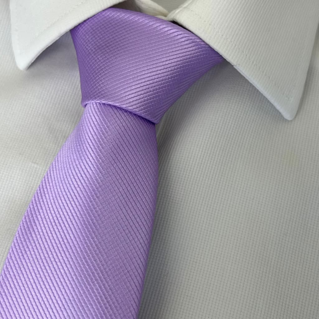 Gravata Lilás Lavanda Slim e Semi Slim Masculina Riscadinha e Quadriculada