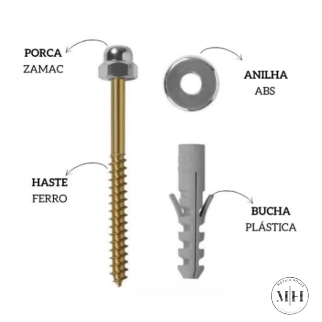 Kit c/ 100 Parafusos Latonado B 10mm Vaso Sanitário E Lavatorio