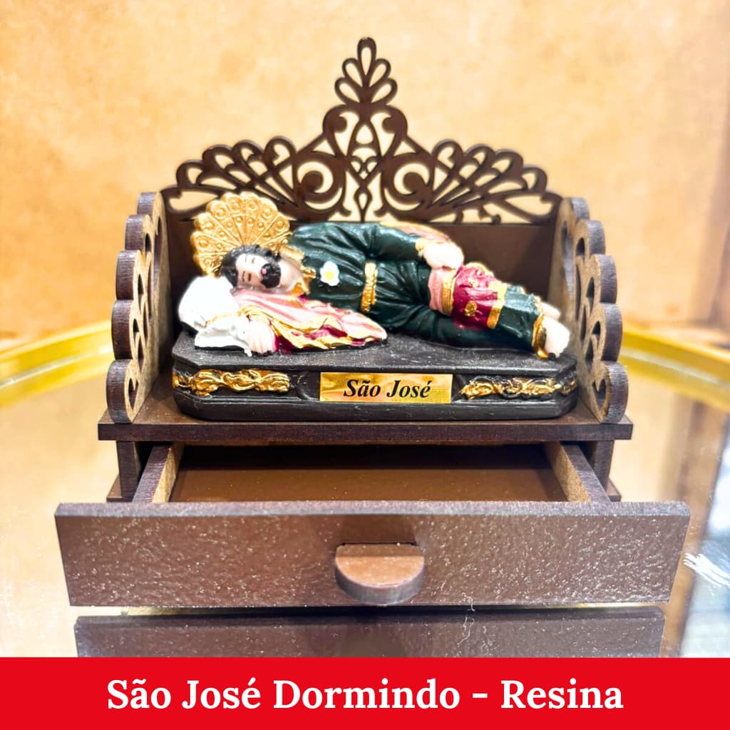 São José Dormindo de Resina na Cama de MDF