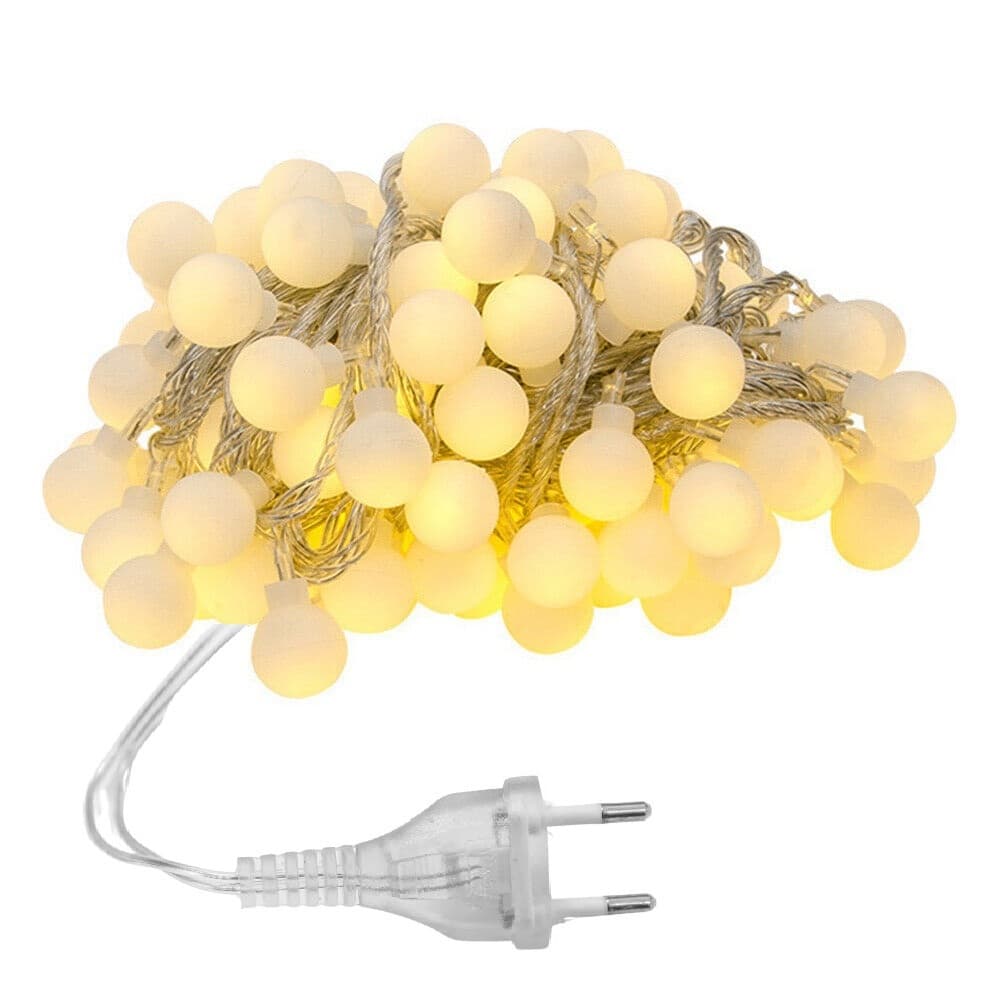 Fio de Led Bolinha Branca Fosca 6m 40 Bolinhas Tomada Decoração Festas Natal