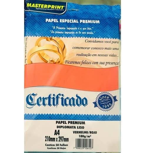 Papel Diplomata preto A4 180g - Papel Premium - MasterPrint - Papel Diplomata 50 folhas A4