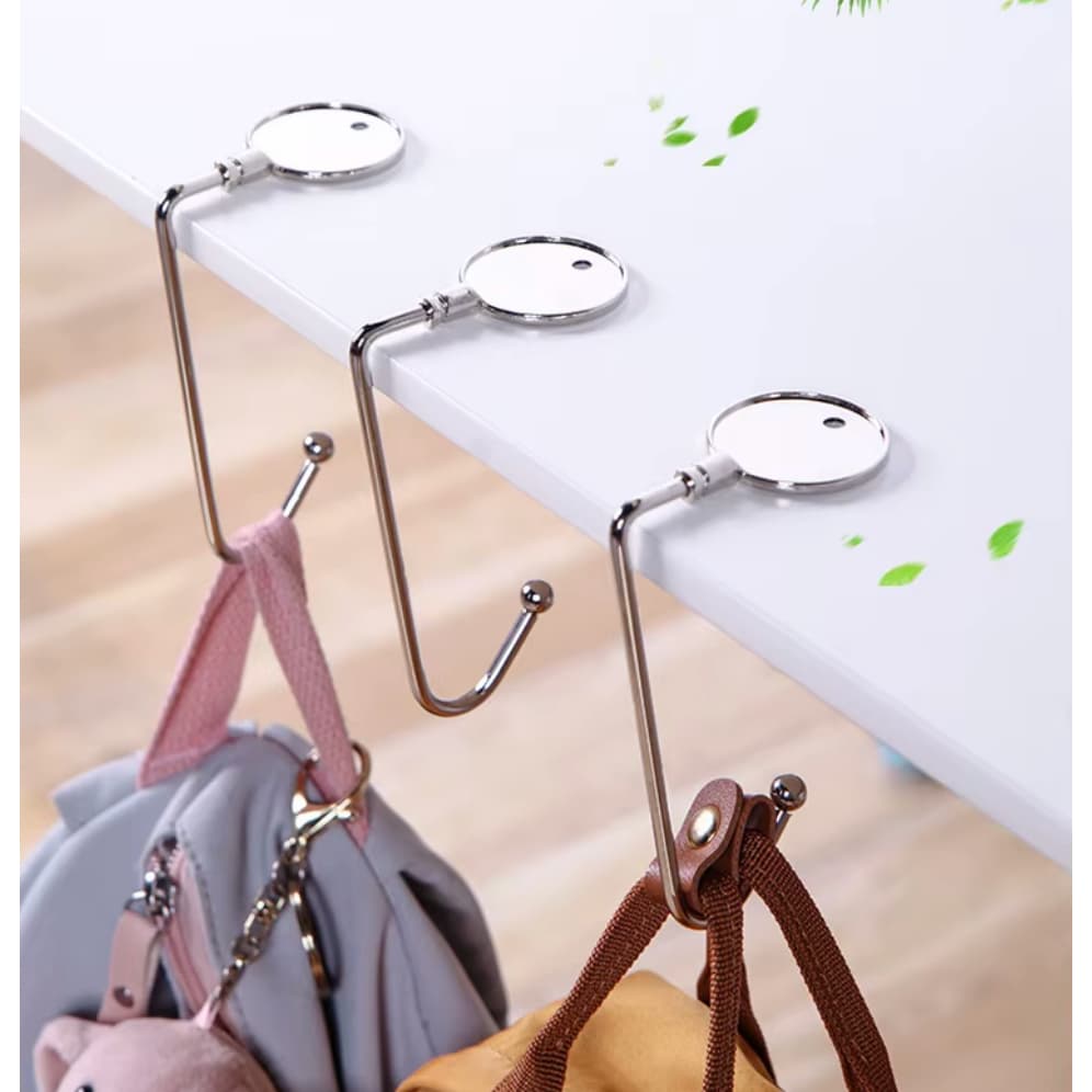 Gancho De Mesa Porta Bolsa Dobrável Para Pendurar Clipes Antiderrapantes Grampo De Escrivaninha Bolsas