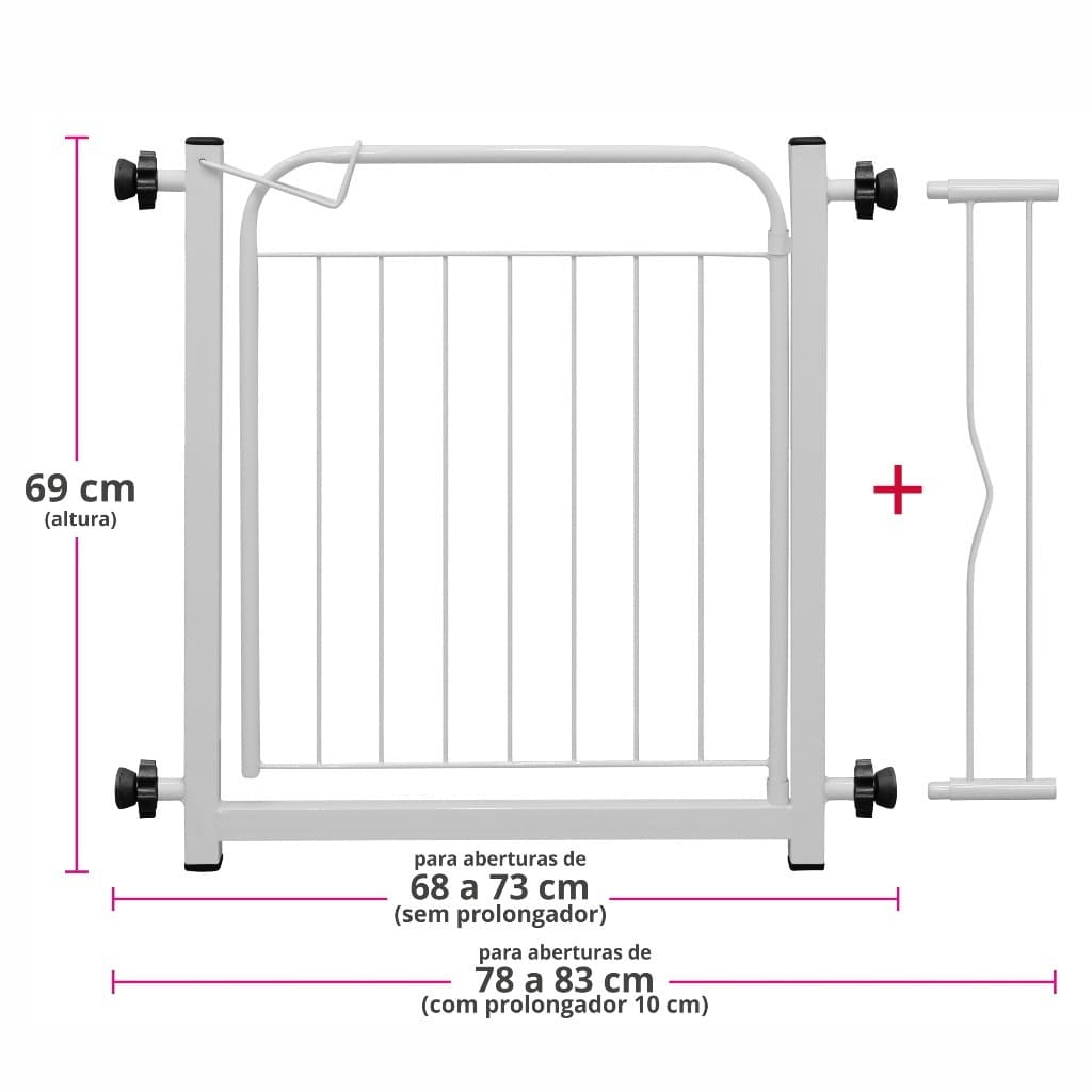 Grade Portão De Proteção Para  Pet Cachorro 69 À 84cm Criança Cães Frete Grátis