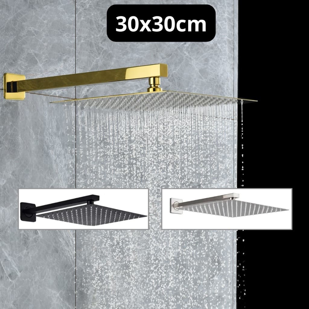 Ducha Inox 304 Chuveiro Luxo Quadrado Furos de Silicone Braço 40cm