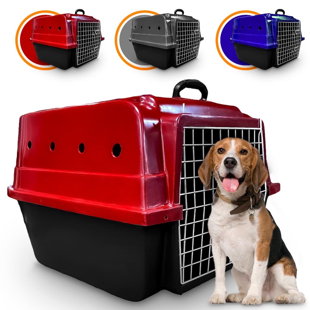 Caixa De Transporte Para Cachorros Porte Médio N4 Com Bebedouro Grade Metaálica Trava Dupla