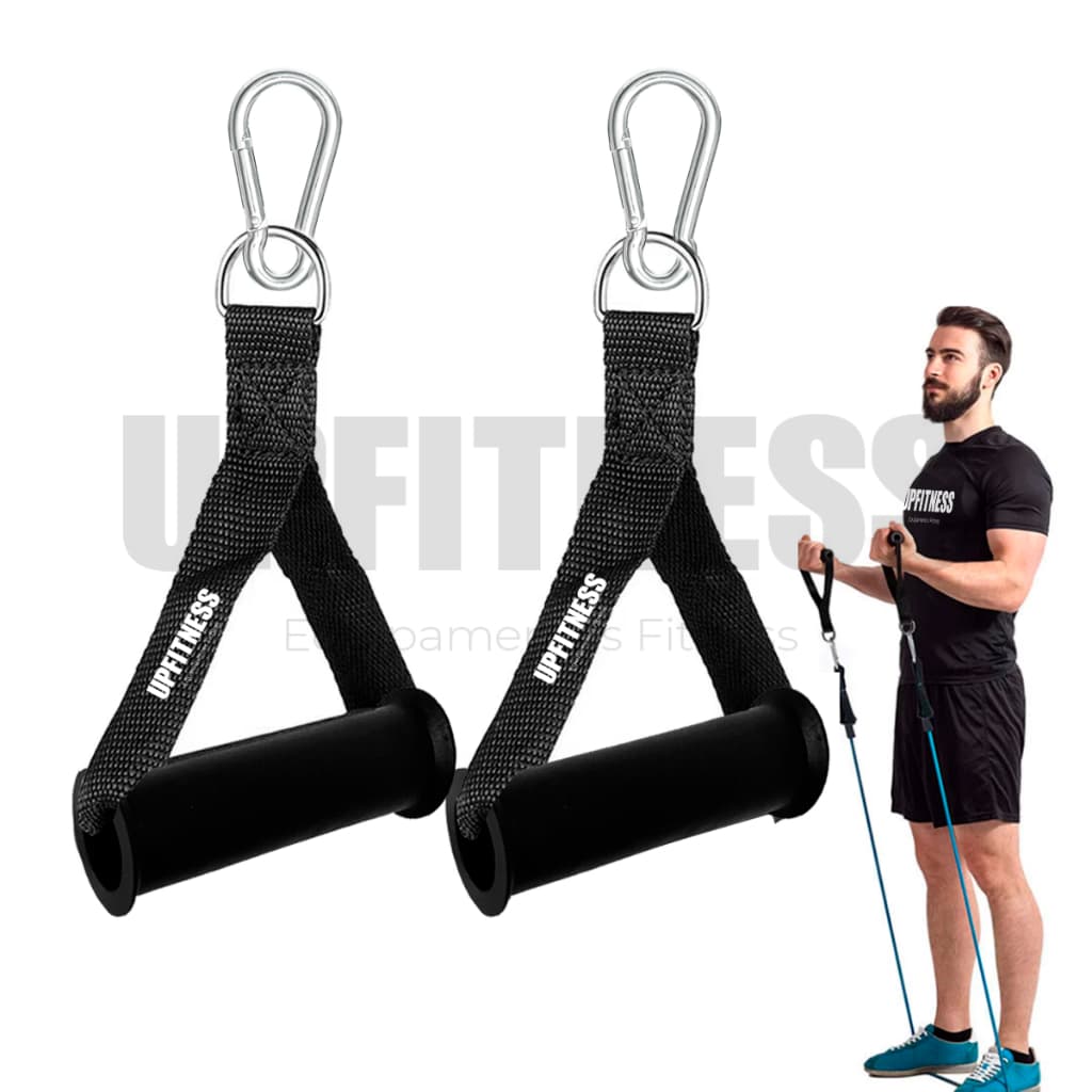 Puxador De Mão Alça Para Cross Over Pilates Remada Academia Nylon Profissinal e 2 Mosquetão