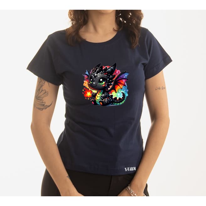 Camiseta Feminina Baby Look Mini Dragão Tecido De Alta Qualidade Envio Imediato