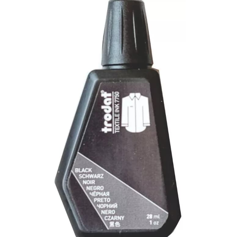 Tinta Tecido Trodat 7750 Preta 28ml Poliéster Algodão Fibras