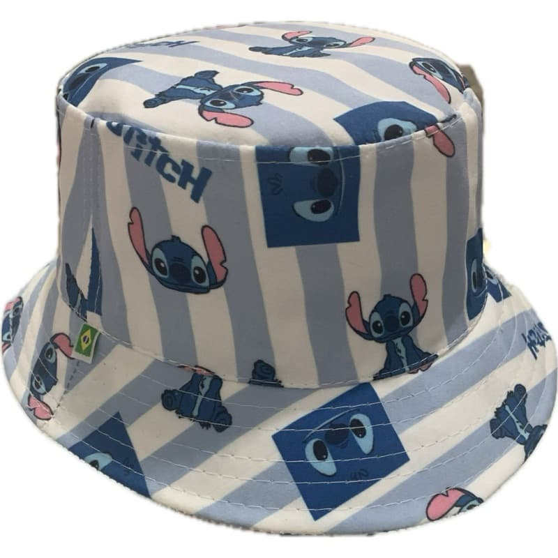 Chapéu Stitch Infantil Praia Piscina Bucket Stitch com Alça Cores Menina Verão