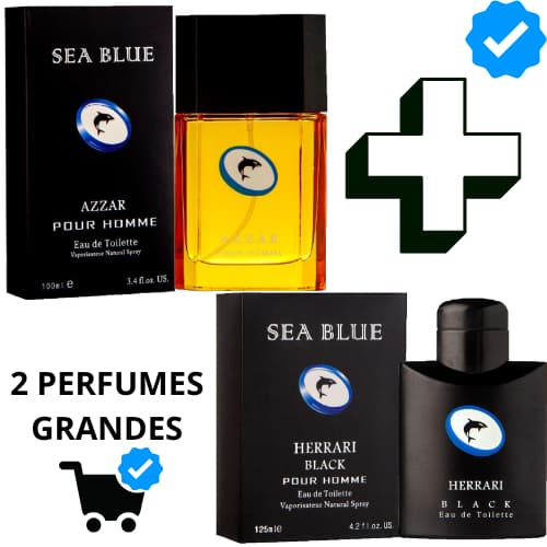 Kit 2 Perfumes Grandes Azzar + Herrari Black Sea Blue Importados