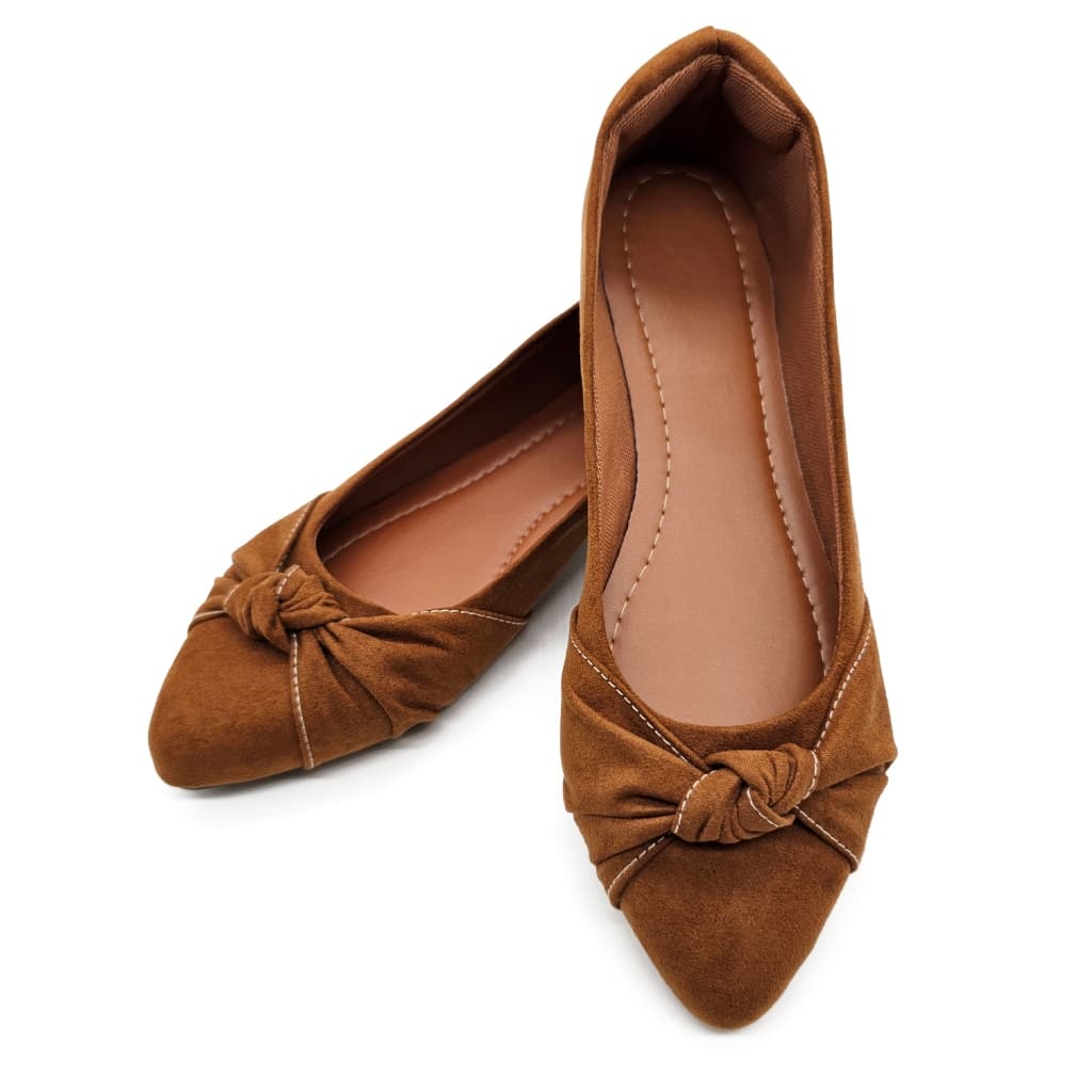 Sapatilha Feminina Bico Fino Caramelo Confortável Elegante Casual Rasteirinha Sandália Feminino Laço Nó