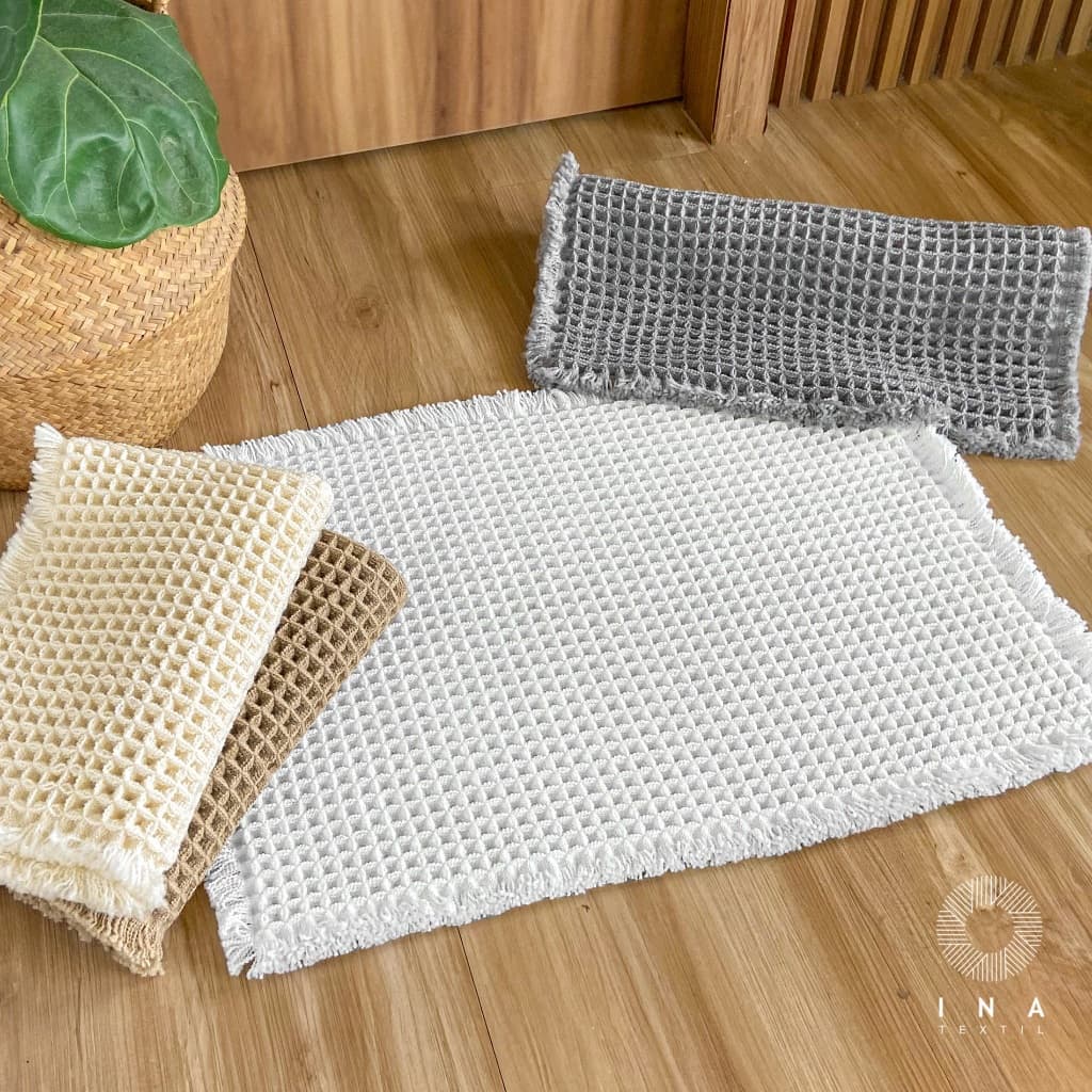 Tapete de Banheiro Waffle Antiderrapante 40cmx60cm Super Absorvente Várias Cores