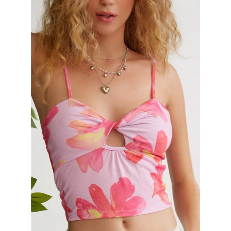 Blusa Top Cropped Alcinha praia flor baby girl verão rosa bebe pink pastel candy kawaii soft lolita aesthetic barbie