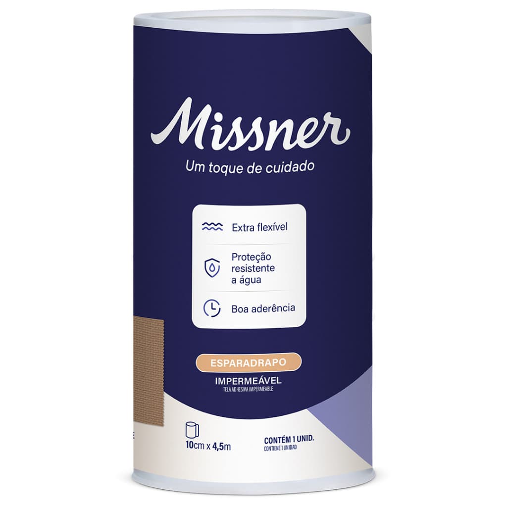 Esparadrapo Flexível Impermeável Bege 10cm x 4,5m 12 Unidades Missner