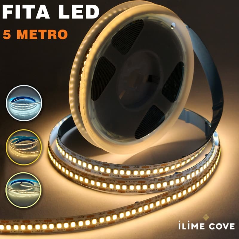 5 Metros Fita LED 240 Leds/m 3528 12V IP20 14,4W/m + 3 cores de luz - Lampiões Decorativos para Am
