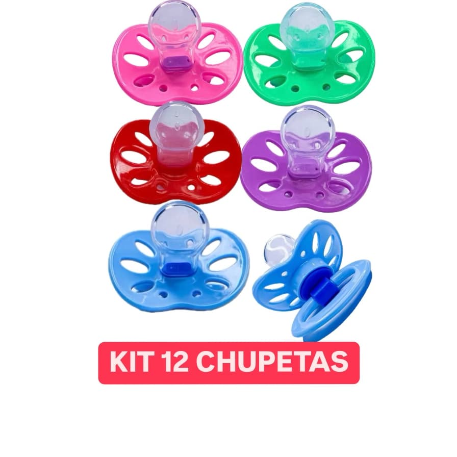 KIT 12 CHUPETAS BARATINHO BICO DE SILICONE ORTO OU REDONDO FASE 2