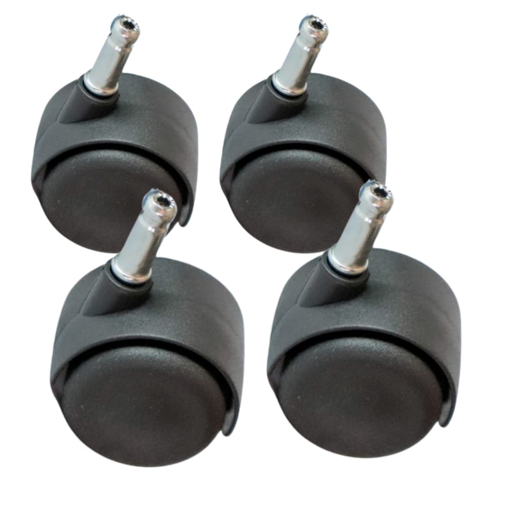 Kit 04 Rodinhas Rodízios Universal Cadeira de Escritório Sem Anel Pino 10mm Duráveis Alta Resistência Plástico