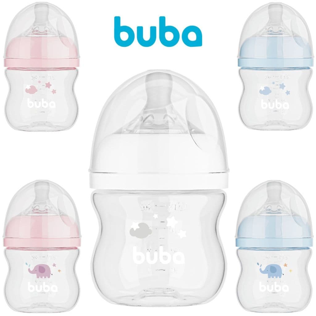 Mamadeira Buba Easy Flow Anticólica 120ml RN Branca Rosa Azul