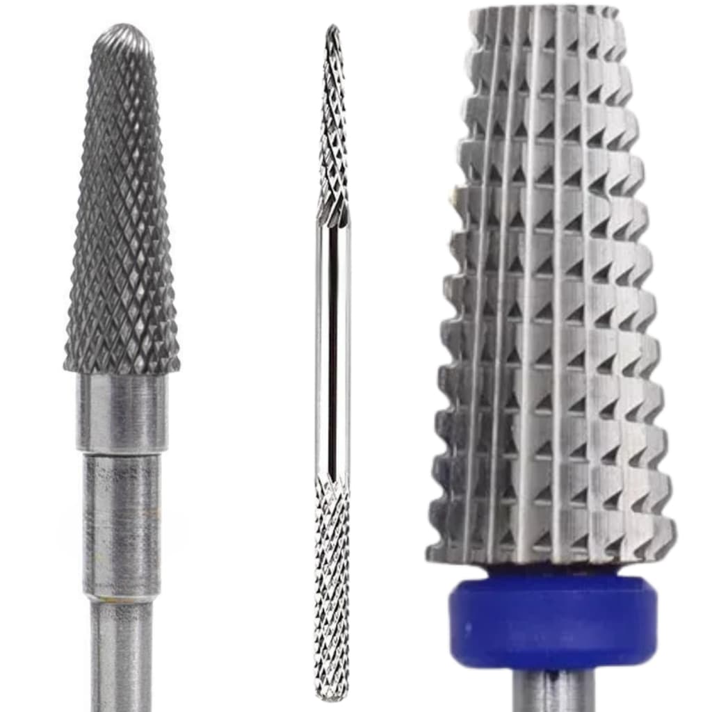Kit 3 Brocas Tungstênio Profissional Unha Gel Porcelana Nail Art Broca Agulha conica Nivelamento Acabamento Romoção Gel
