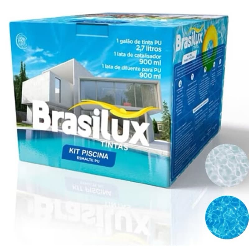 Kit Tinta Para Piscina Pu Acrílico Brasilux Azul 4,5 Litros