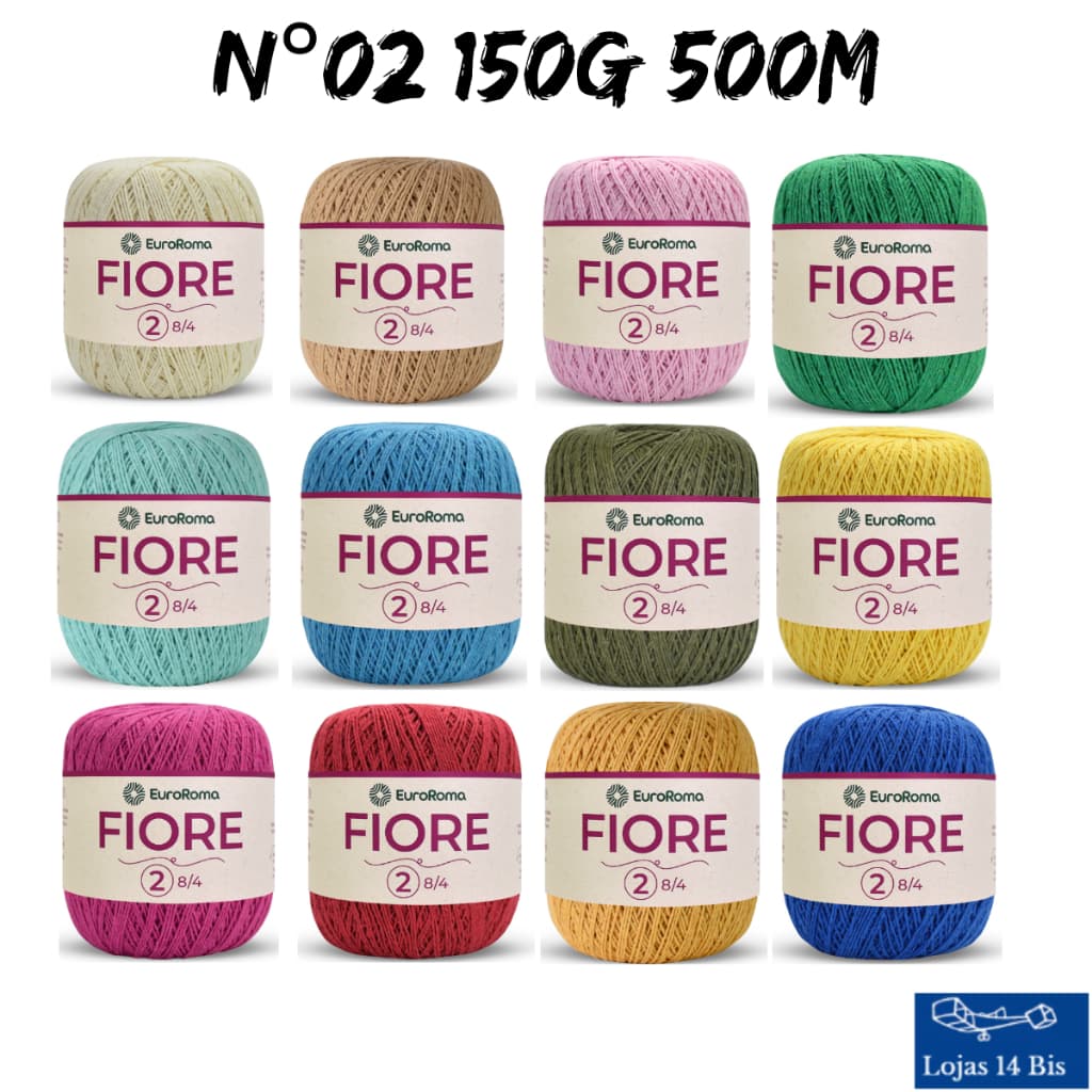 Linha Fiore EuroRoma 8/4 c/ 500m Rolo de 150g TEX 295 N°02 Tricô Crochê Amigurumi