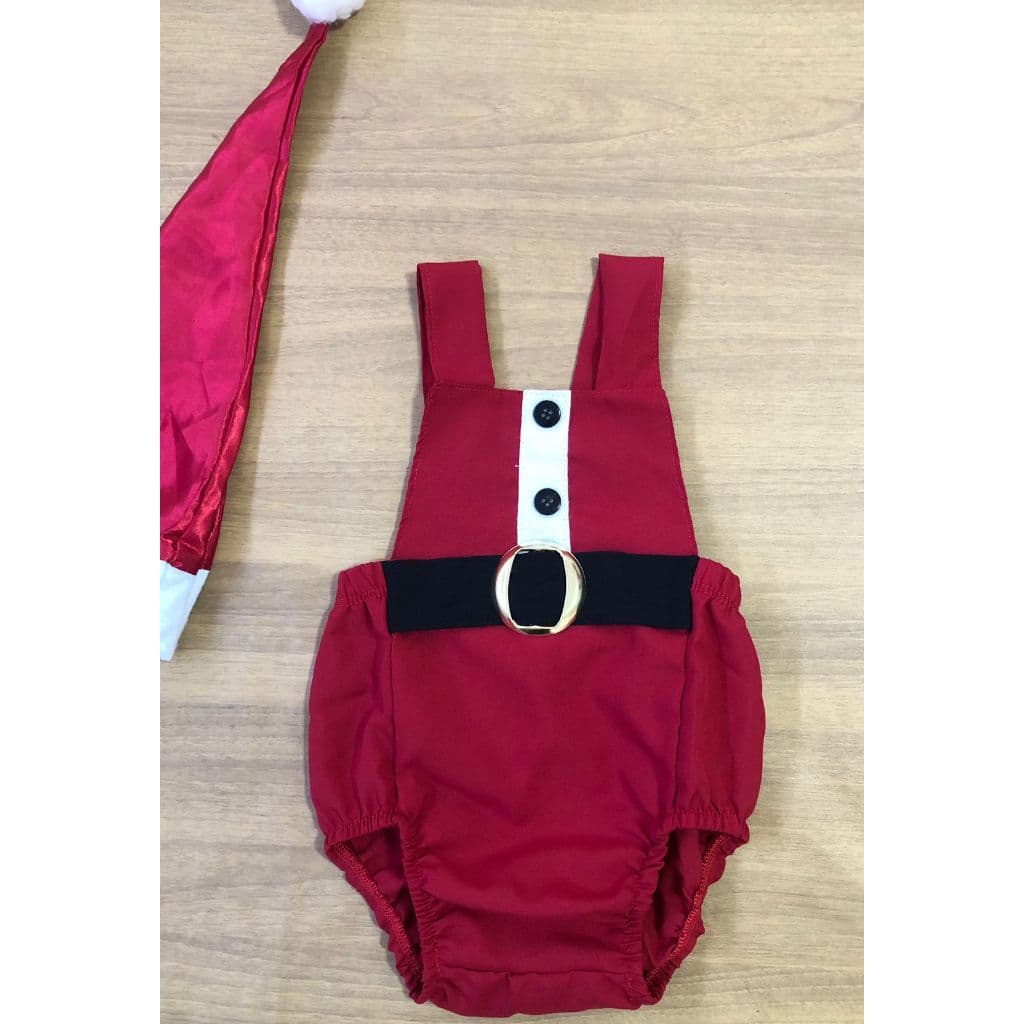 Romper de Natal Romper Papai Noel Fantasia Natal Mês Versário Natalino Romper Noel Body de Natal Bori Body Natalino