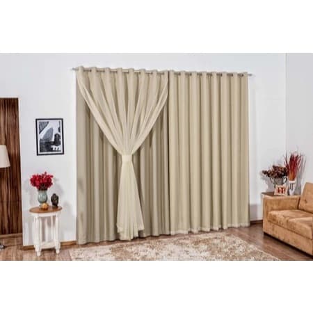 Cortina Blackout Tecido Com Voil Voal Com Forro 4.00mts X 2.70 metros Sala Quarto Decoração Casa Premium