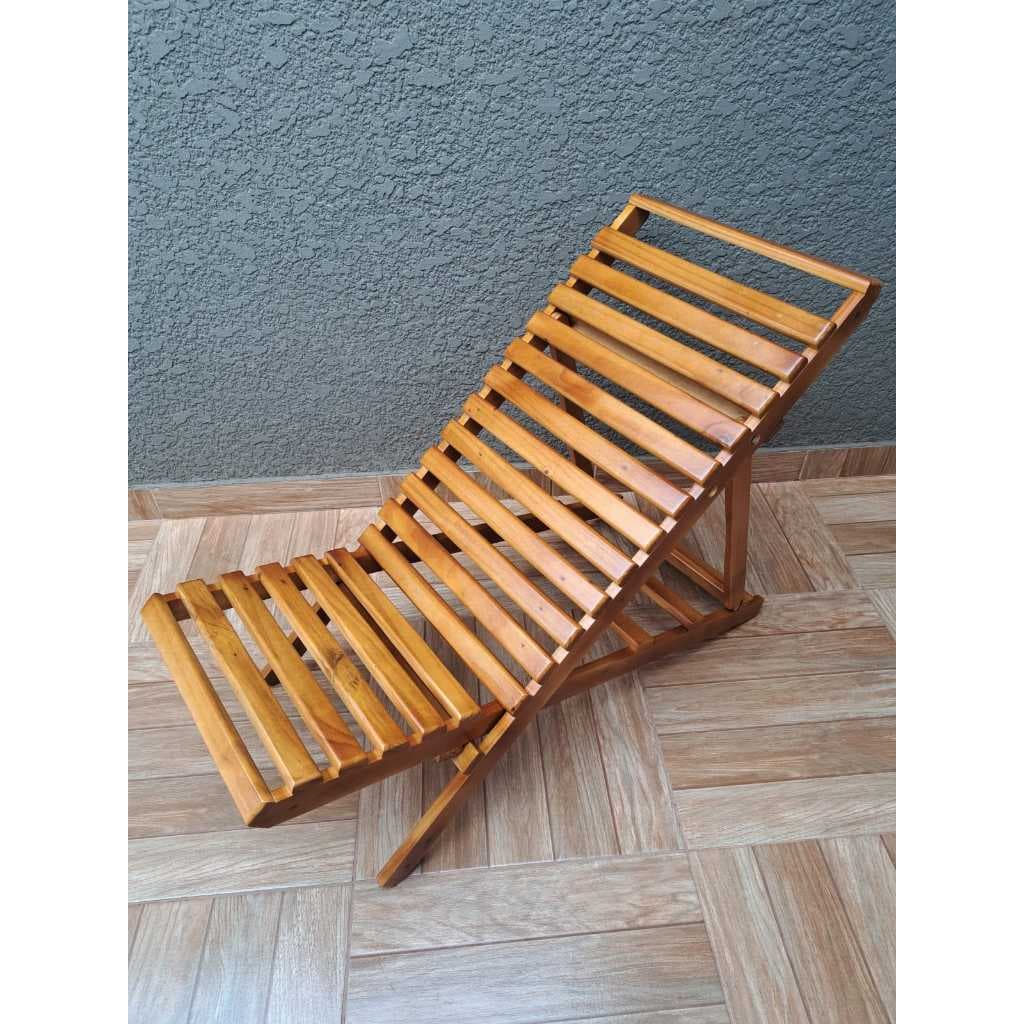 ESPREGUIÇADEIRA RECLINAVEL 6 ALTURAS DE MADEIRA MACIÇA  (JARDIM, PISCINA, AREA DE LAZER, VARANDA, SACADA)