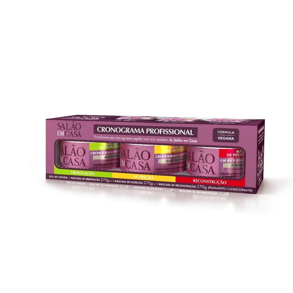 Eico Kit Cronograma Capilar Máscara Hidratação Nutrição Reconstrução 270gr 3 Máscaras