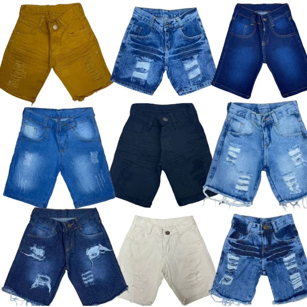 Kit 5 Short Jeans Menino Infantil Modelo Variadas Juvenil S.M