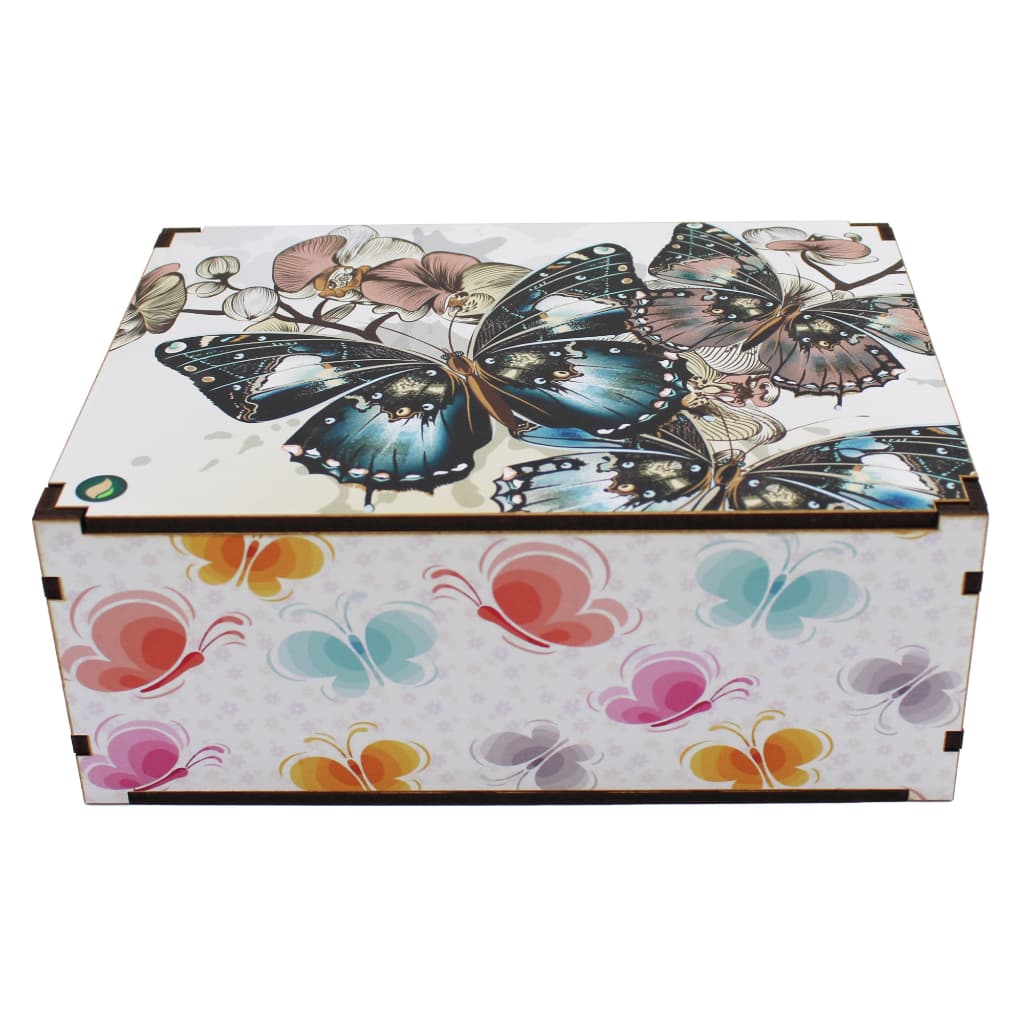 Caixa Organizadora Presente Decoração Borboletas 23x17x9 cm Mdf