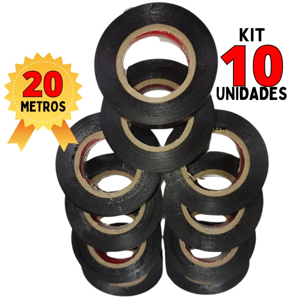 Fita isolante 17mmx20 metros ou 10 metros preta excelente cola Reduz a vulnerabilidade Top de Linha