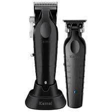 Kemei Kit 2 Máquinas Kemei 2296 Corte Km 2299 Acabamento Cor Preto