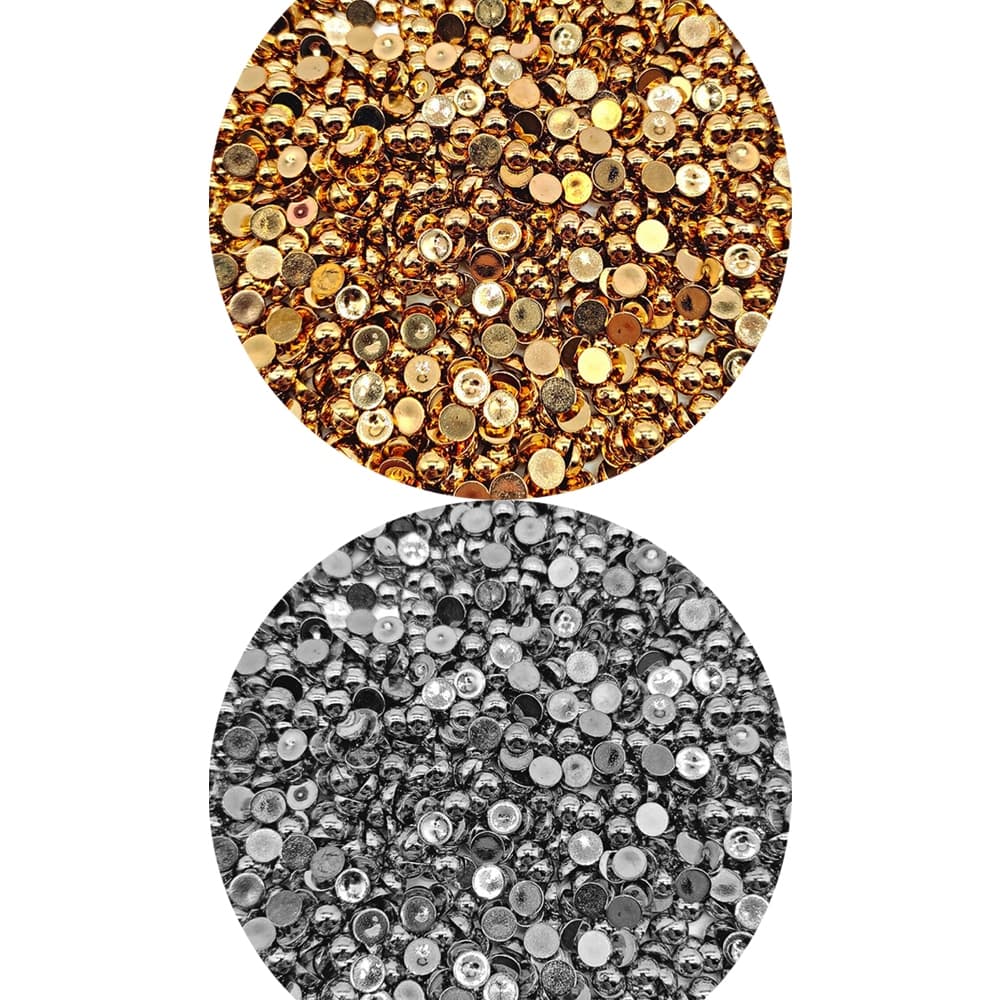 Meia Pérola Metalica 8mm 500 unidades Ouro Prata