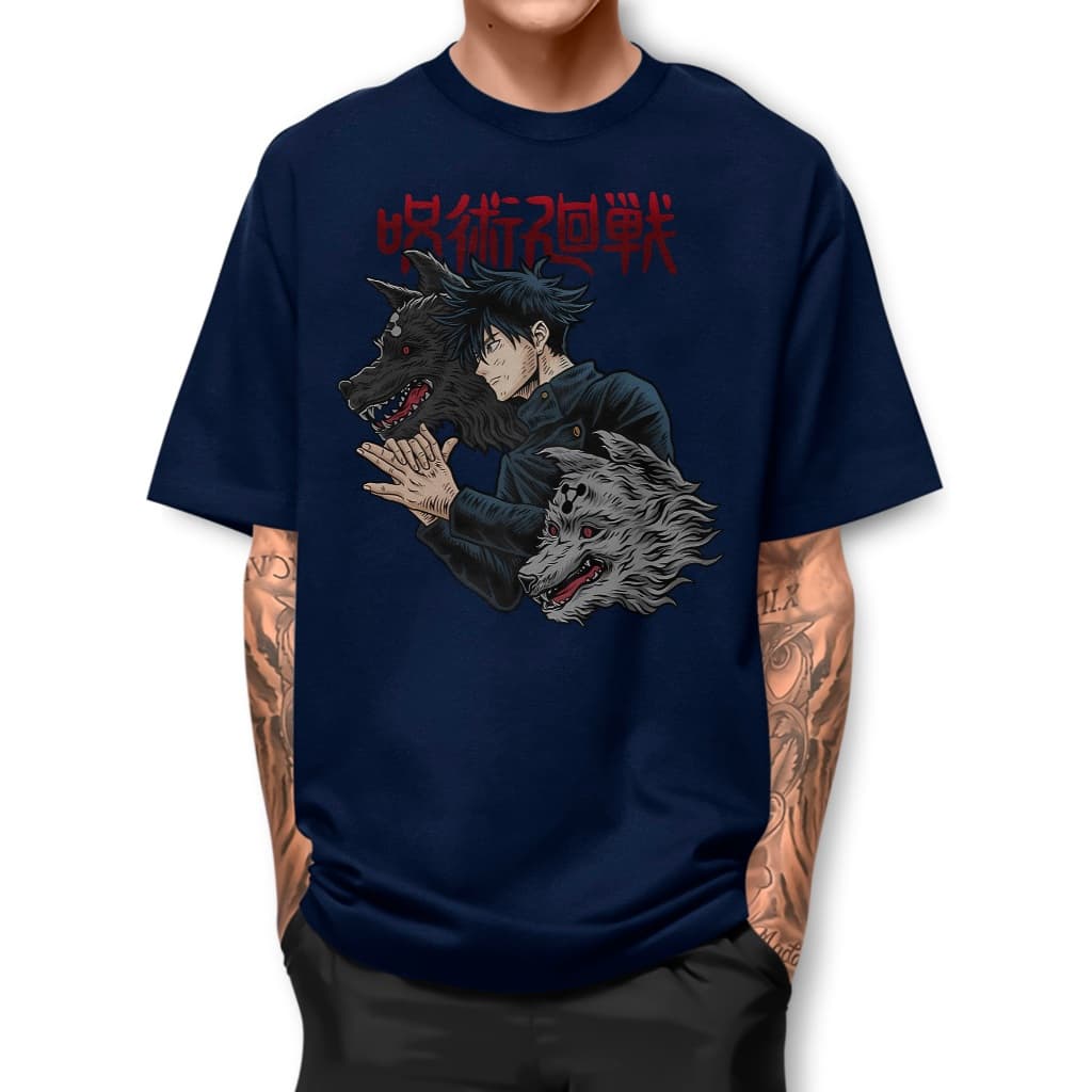 Camiseta MEGUMI JUJUTSU LOBO Camisa Basica Algodao personalizada Manga Curta