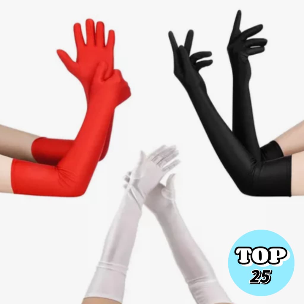 Par De Luvas Longa ,Comprimento Até O Cotovelo 3 Cores, Luvas Elegantes Para Montar Seus Looks