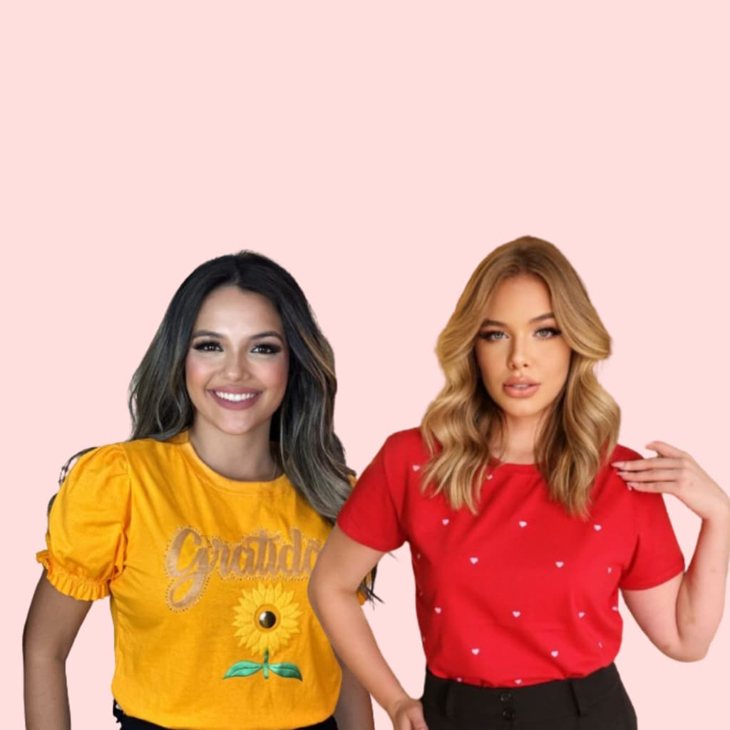 Camiseta/blusa T-shirt Manga Bufante/Blusa T-shirt Feminina De Algodão Com Na Frente Manga Curta