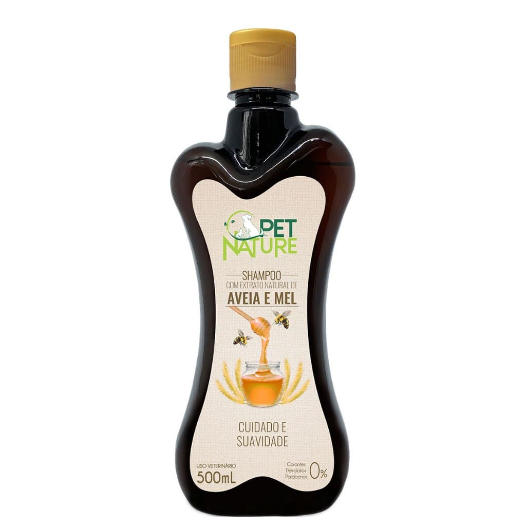 Shampoo para Cães e Gatos AVEIA E MEL Linha Natureza Pet Brilho 500mL