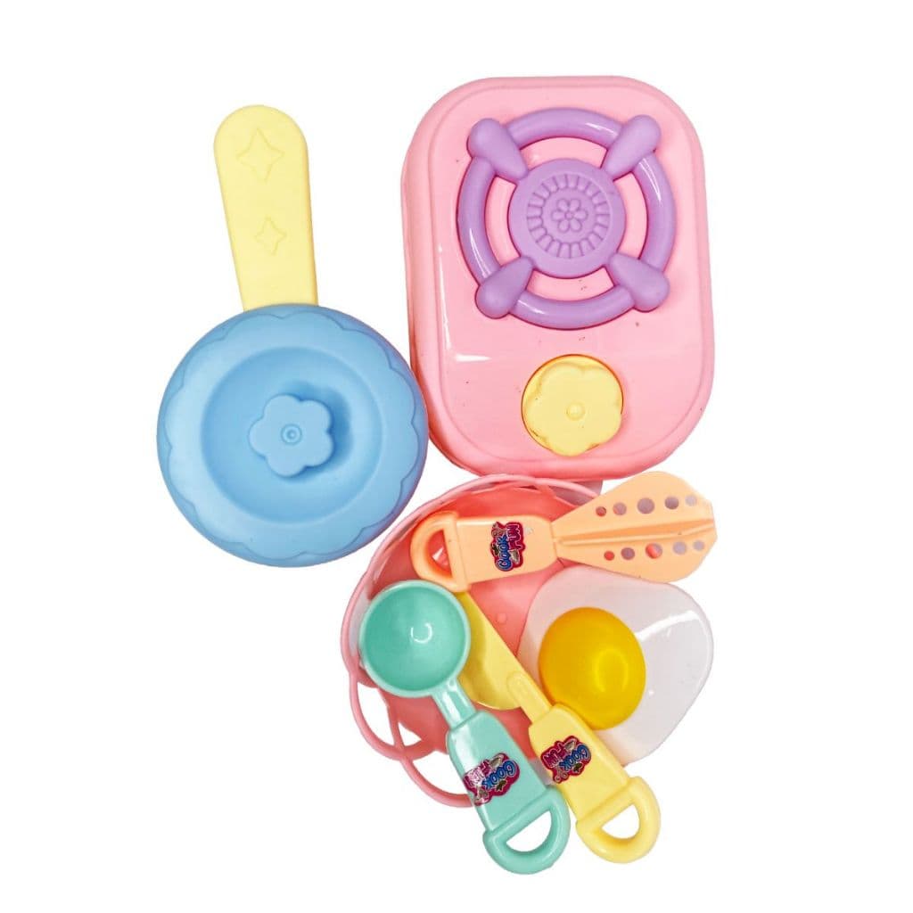 Kit Cozinha Candy 8 Pçs Ovo Panela Brinquedo Cozinha Cores Pasteis Fogão Faz de Conta Panela ToyMix