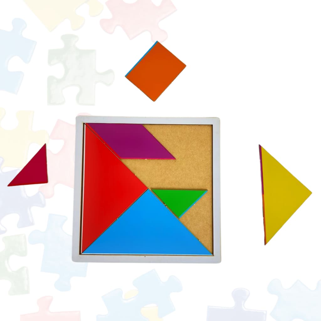 Quebra Cabeça Tangram Em Mdf Adesivado Educacional Estilo Tangram Varias Formas