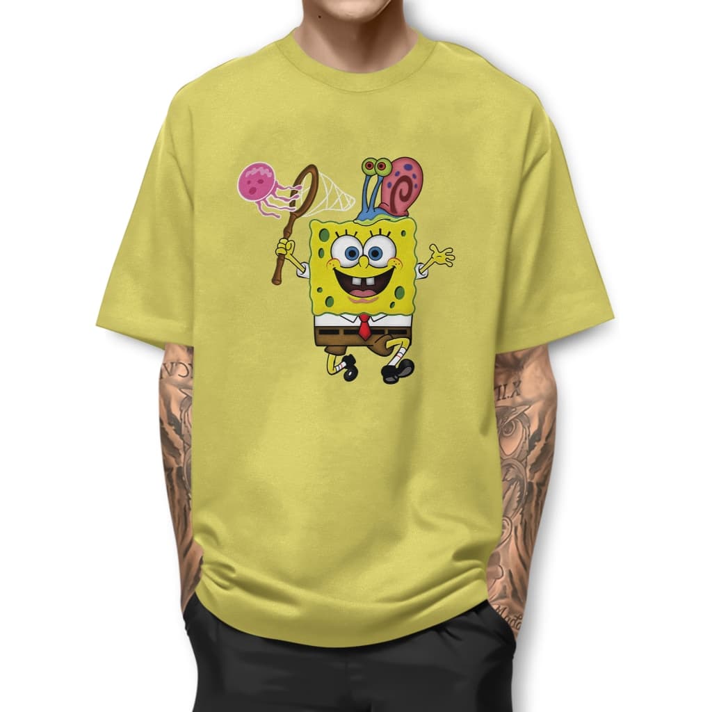 Camiseta BOB ESPONJA AGUA VIVA Unissex Algodão conforto diário malha premium