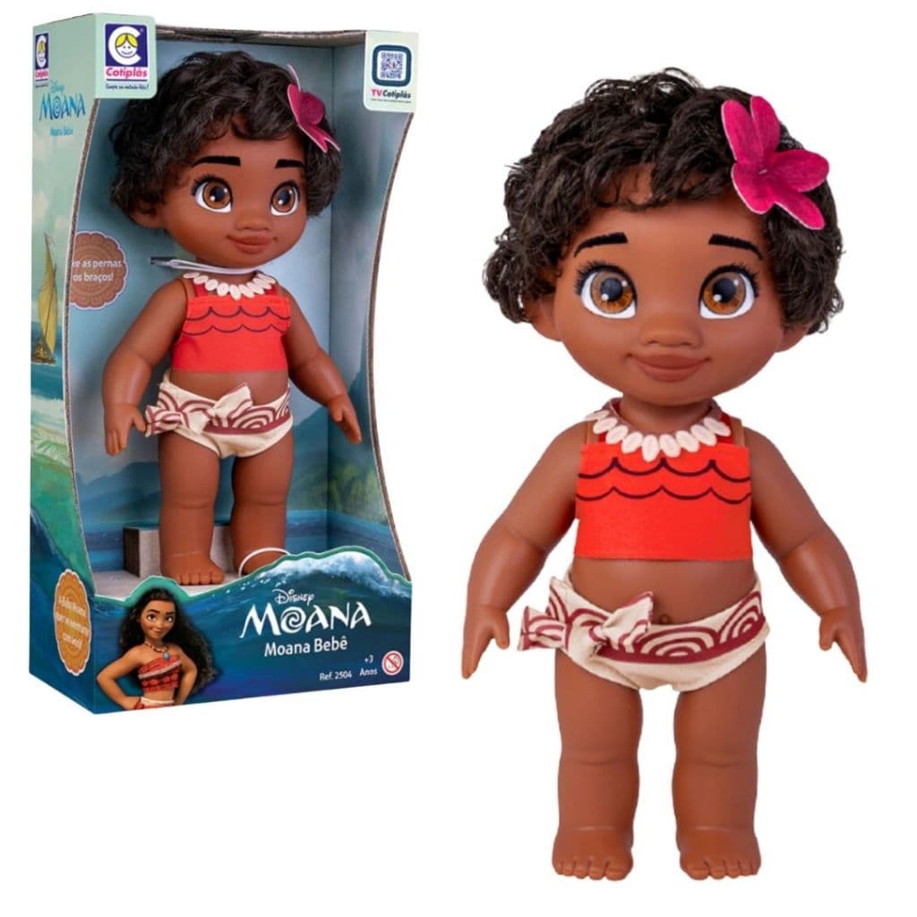 Boneca Moana Bebê Baby Articulada Princesa da Disney Original em Vinil Macio 36 cm - Cotiplás