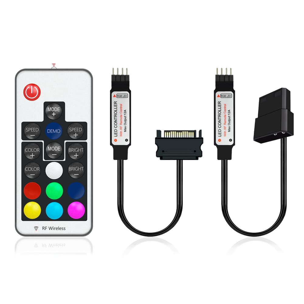 Controlador De Led Rgb 12V 4 Pinos Para Cooler Fan Ou Fita De Led Alimentação SATA Gabinete PC