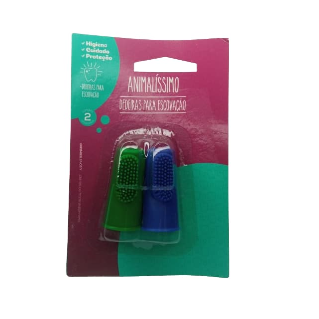 2 Escova Dente Dedeira Para Escovaçao Dental Pet Cães Gatos