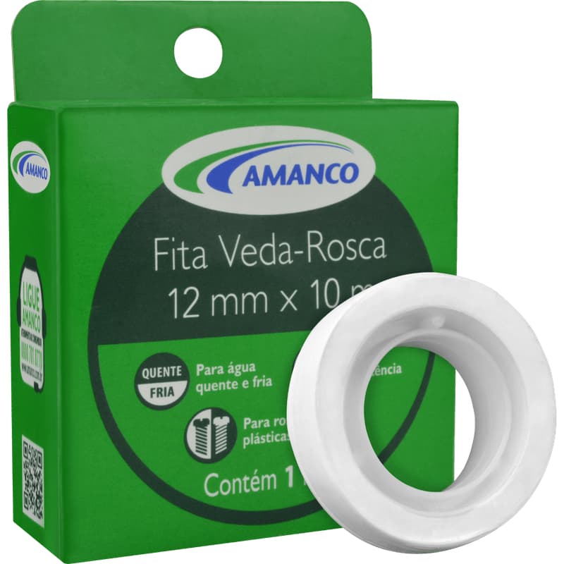 Fita Veda Rosca branco 18mm x 10m/25m 1 rolo Wavin Amanco