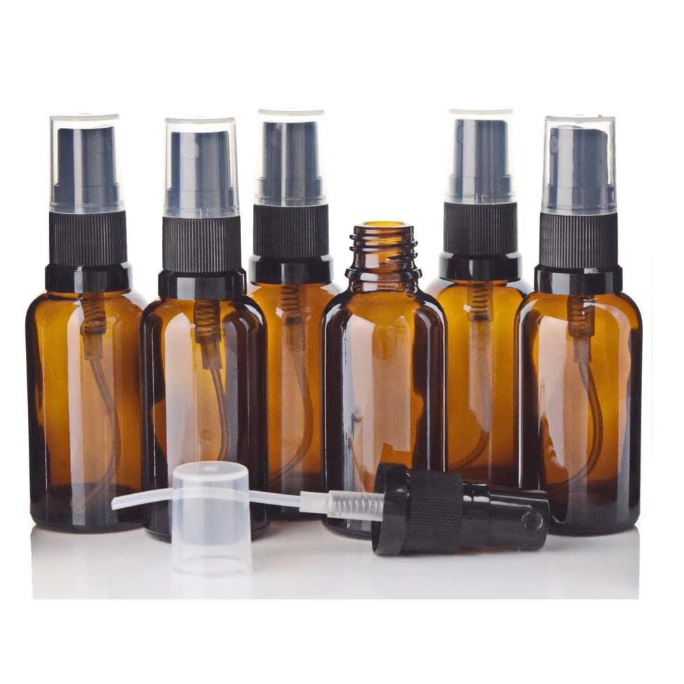 20UN. Frasco Vidro Âmbar 10ML, 20ML, 30ML, 50ML  com Válvula Spray Borrifador Aromaterapia