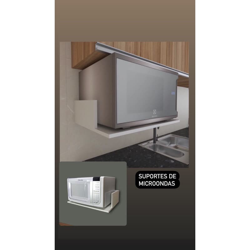 Suporte para microondas de 10 a 16 kilos MDF laminado na cor branca