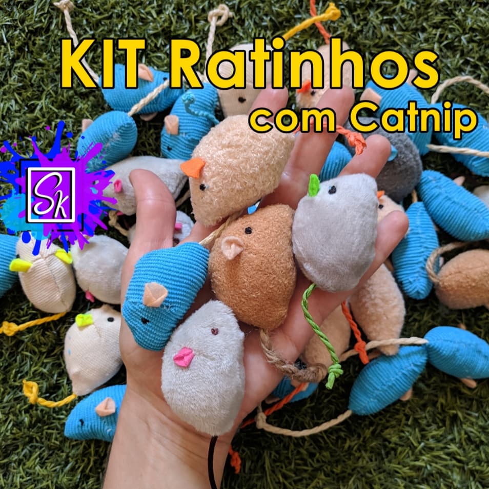 Brinquedo para gatos - Ratinhos - Ratinhos COM Catnip - Erva de Gato - Kit Ratinhos COM Catnip com 3 unidades