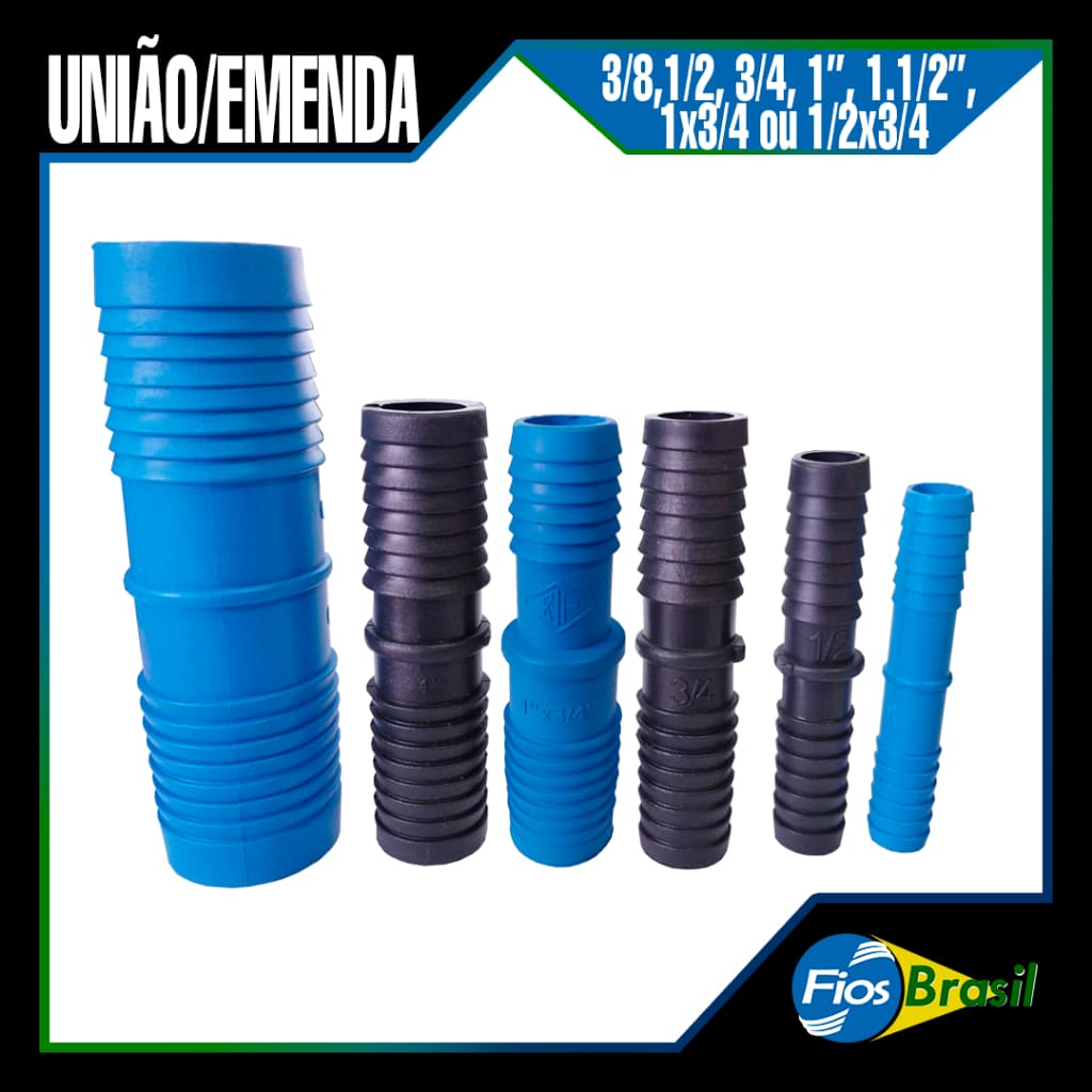 União/Emenda 3/8, 1/2, 3/4, 1Pol, 1.1/2 | Redução 1x3/4 e 3/4x1/2 - Para Sistemas de irrigação, PEBD